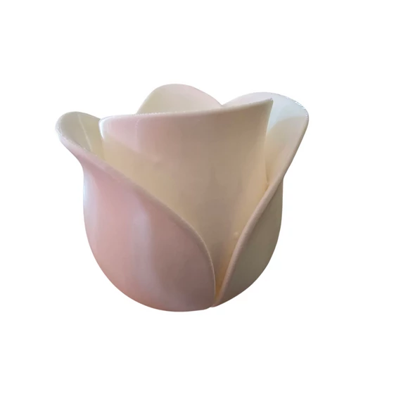 Tulipán alakú 3D nyomtatott váza vízálló PETG műanyagból, enyhe színátmenettel